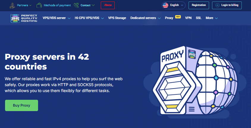 PQ.Hosting proxy features with 10 Gbps speed and global servers